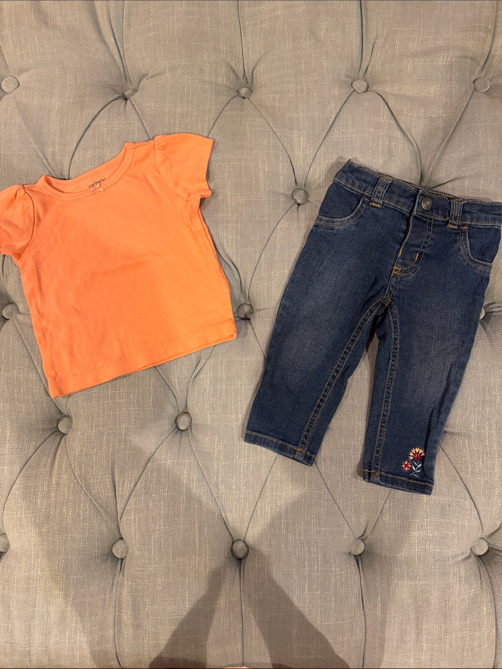 Carter's Orange Tee and Denim Pants Matching Set
